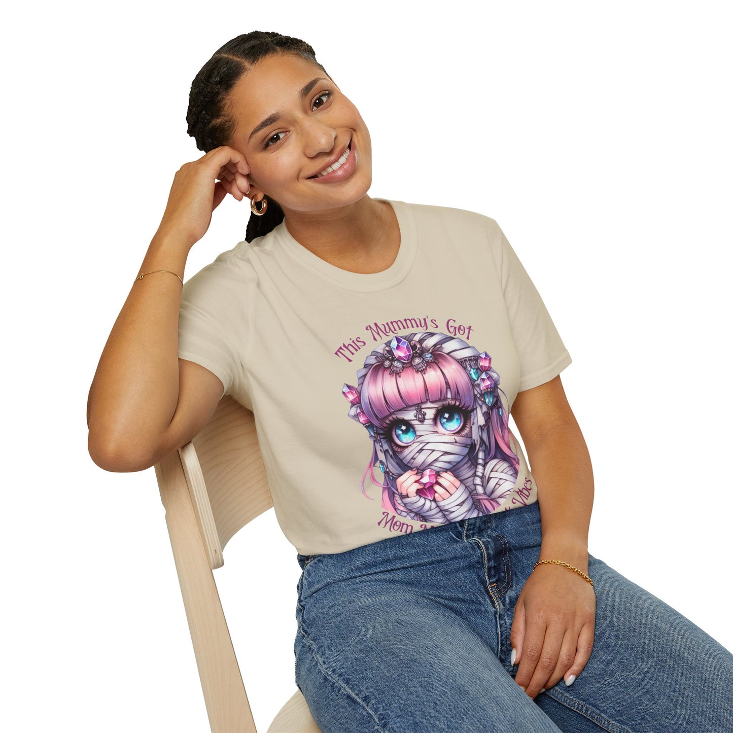 Mummy Pink Vibes T-Shirt | Unisex Softstyle Tee, Cute Gift, Casual Wear, Celebrating Magic, Everyday Comfort
