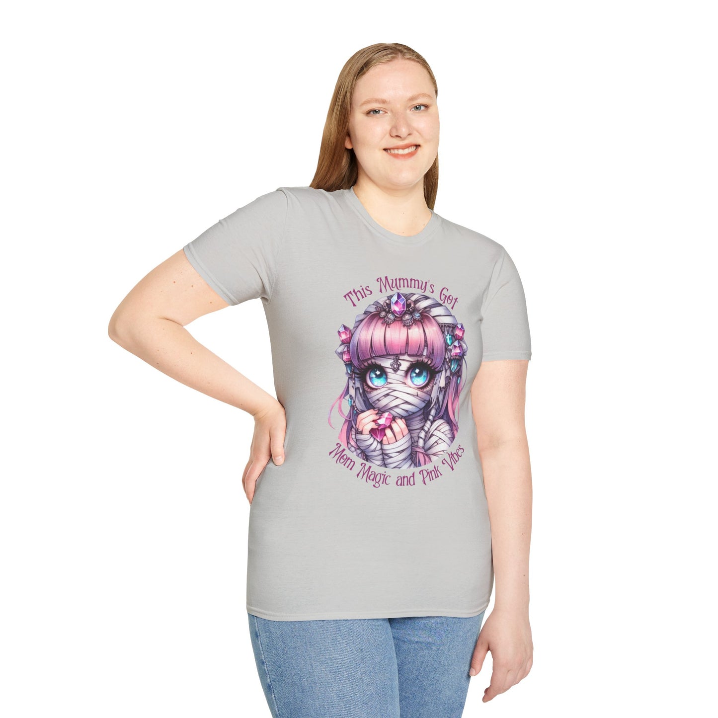 Mummy Pink Vibes T-Shirt | Unisex Softstyle Tee, Cute Gift, Casual Wear, Celebrating Magic, Everyday Comfort