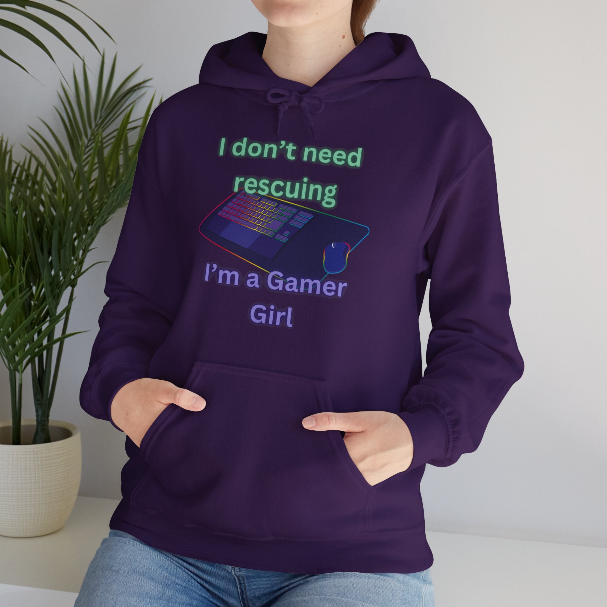 Gamer Girl Hoodie with Green Purple Lettering Cheeky Leo Designs LLC